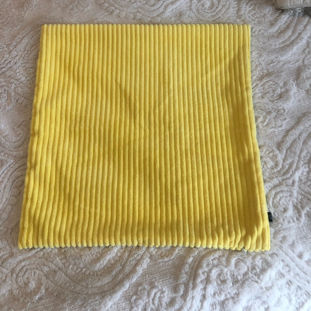 SUNNY YELLOW SQUARE PILLOW COVER 19" X 19" CHENILLE FEEL